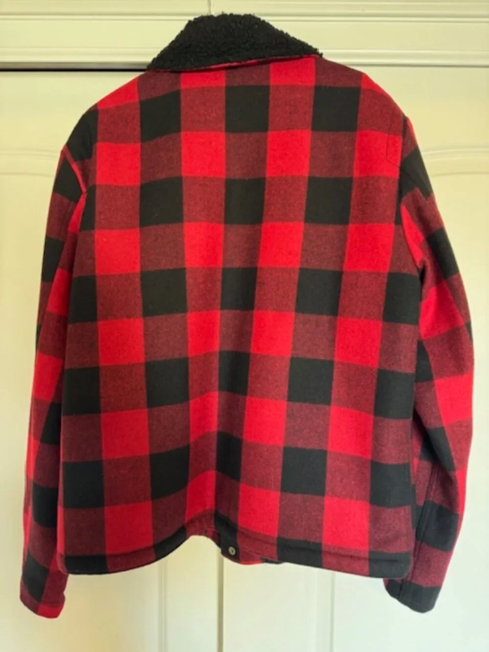 J CREW RED-BLACK Plaid Overcoat in English Wool Coat - Large‎